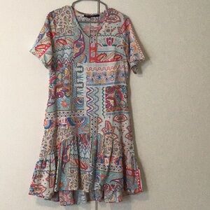 🛼🥁🧩 Tolani mixed media paisley dress